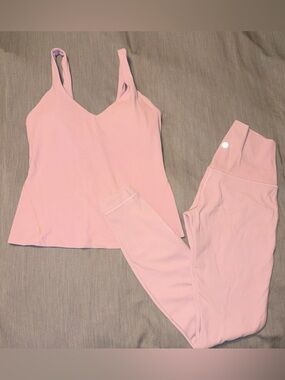 Lululemon Light Pink (Pink Peony) Set, Align 28” Leggings (4) and Align Tank (6)
